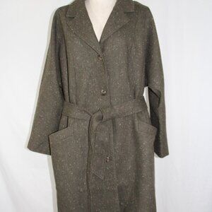 ISAAC MIZRAHI Live!  Women's Coat Olive Green Wool Blend Tweed Lined Size 18W